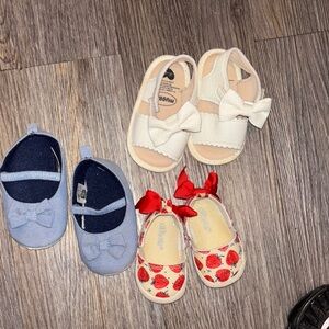 Cream and Blue Baby Walker Shoes with Strap Closure
